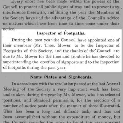 A close-up of the part of the report which records Thomas Mower's appointment